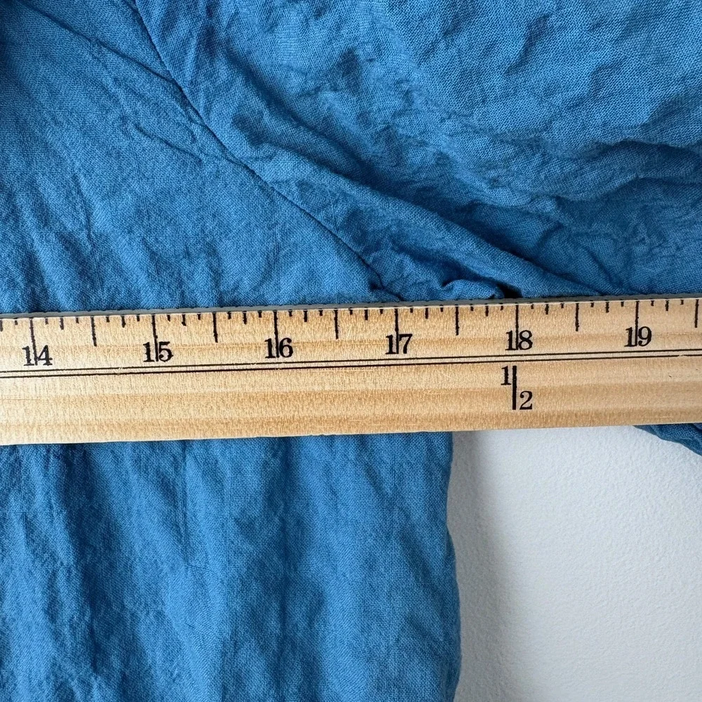 Sandy Liang Oversized Mini Shirt Dress XS Blue Crinkle Coquette Cottagecore Puff - Picture 9 of 10